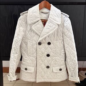Women’s Burberry Quilted White Peacoat